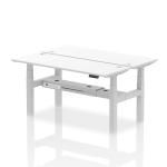 Air Back-to-Back 1600 x 600mm Height Adjustable 2 Person Bench Desk White Top with Cable Ports Silver Frame HA02210