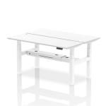 Air Back-to-Back 1600 x 600mm Height Adjustable 2 Person Bench Desk White Top with Cable Ports White Frame HA02212