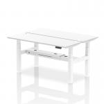 Air Back-to-Back 1600 x 600mm Height Adjustable 2 Person Office Bench Desk White Top with Cable Ports White Frame HA02212