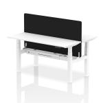 Air Back-to-Back 1600 x 600mm Height Adjustable 2 Person Bench Desk White Top with Cable Ports White Frame with Black Straight Screen HA02213