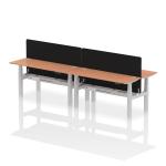 Air Back-to-Back 1600 x 600mm Height Adjustable 4 Person Bench Desk Beech Top with Cable Ports Silver Frame with Black Straight Screen HA02217