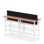 Air Back-to-Back 1600 x 600mm Height Adjustable 4 Person Bench Desk Beech Top with Cable Ports White Frame with Black Straight Screen HA02219