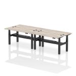 Air Back-to-Back 1600 x 600mm Height Adjustable 4 Person Bench Desk Grey Oak Top with Cable Ports Black Frame HA02220