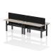 Air Back-to-Back 1600 x 600mm Height Adjustable 4 Person Bench Desk Grey Oak Top with Cable Ports Black Frame with Black Straight Screen HA02221