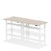 Air Back-to-Back 1600 x 600mm Height Adjustable 4 Person Bench Desk Grey Oak Top with Cable Ports White Frame HA02224