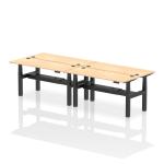 Air Back-to-Back 1600 x 600mm Height Adjustable 4 Person Bench Desk Maple Top with Cable Ports Black Frame HA02226