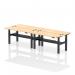 Air Back-to-Back 1600 x 600mm Height Adjustable 4 Person Office Bench Desk Maple Top with Cable Ports Black Frame HA02226