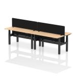 Air Back-to-Back 1600 x 600mm Height Adjustable 4 Person Bench Desk Maple Top with Cable Ports Black Frame with Black Straight Screen HA02227
