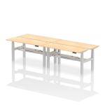 Air Back-to-Back 1600 x 600mm Height Adjustable 4 Person Bench Desk Maple Top with Cable Ports Silver Frame HA02228
