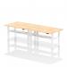 Air Back-to-Back 1600 x 600mm Height Adjustable 4 Person Office Bench Desk Maple Top with Cable Ports White Frame HA02230