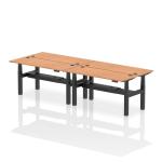 Air Back-to-Back 1600 x 600mm Height Adjustable 4 Person Bench Desk Oak Top with Cable Ports Black Frame HA02232