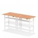 Air Back-to-Back 1600 x 600mm Height Adjustable 4 Person Office Bench Desk Oak Top with Cable Ports White Frame HA02236