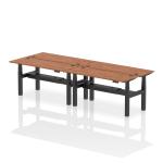 Air Back-to-Back 1600 x 600mm Height Adjustable 4 Person Bench Desk Walnut Top with Cable Ports Black Frame HA02238