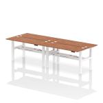 Air Back-to-Back 1600 x 600mm Height Adjustable 4 Person Bench Desk Walnut Top with Cable Ports White Frame HA02242