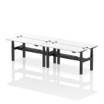 Air Back-to-Back 1600 x 600mm Height Adjustable 4 Person Bench Desk White Top with Cable Ports Black Frame HA02244