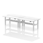 Air Back-to-Back 1600 x 600mm Height Adjustable 4 Person Bench Desk White Top with Cable Ports Silver Frame HA02246