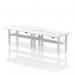 Air Back-to-Back 1600 x 600mm Height Adjustable 4 Person Office Bench Desk White Top with Cable Ports Silver Frame HA02246