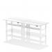 Air Back-to-Back 1600 x 600mm Height Adjustable 4 Person Office Bench Desk White Top with Cable Ports White Frame HA02248