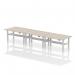 Air Back-to-Back 1600 x 600mm Height Adjustable 6 Person Bench Desk Grey Oak Top with Cable Ports Silver Frame HA02258