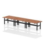 Air Back-to-Back 1600 x 600mm Height Adjustable 6 Person Bench Desk Walnut Top with Cable Ports Black Frame HA02274