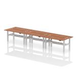 Air Back-to-Back 1600 x 600mm Height Adjustable 6 Person Bench Desk Walnut Top with Cable Ports Silver Frame HA02276