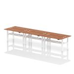 Air Back-to-Back 1600 x 600mm Height Adjustable 6 Person Bench Desk Walnut Top with Cable Ports White Frame HA02278