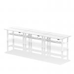 Air Back-to-Back 1600 x 600mm Height Adjustable 6 Person Office Bench Desk White Top with Cable Ports White Frame HA02284