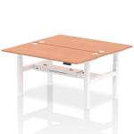 Air Back-to-Back 1600 x 800mm Height Adjustable 2 Person Bench Desk Beech Top with Cable Ports White Frame HA02290