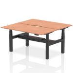 Air Back-to-Back 1600 x 800mm Height Adjustable 2 Person Bench Desk Beech Top with Scalloped Edge Black Frame HA02292