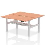 Air Back-to-Back 1600 x 800mm Height Adjustable 2 Person Bench Desk Beech Top with Scalloped Edge Silver Frame HA02294