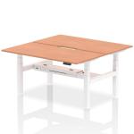 Air Back-to-Back 1600 x 800mm Height Adjustable 2 Person Bench Desk Beech Top with Scalloped Edge White Frame HA02296
