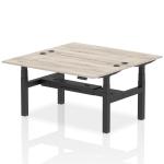 Air Back-to-Back 1600 x 800mm Height Adjustable 2 Person Bench Desk Grey Oak Top with Cable Ports Black Frame HA02298