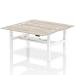Air Back-to-Back 1600 x 800mm Height Adjustable 2 Person Bench Desk Grey Oak Top with Cable Ports White Frame HA02302