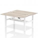 Air Back-to-Back 1600 x 800mm Height Adjustable 2 Person Bench Desk Grey Oak Top with Cable Ports White Frame HA02302