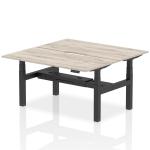 Air Back-to-Back 1600 x 800mm Height Adjustable 2 Person Bench Desk Grey Oak Top with Scalloped Edge Black Frame HA02304