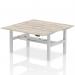 Air Back-to-Back 1600 x 800mm Height Adjustable 2 Person Bench Desk Grey Oak Top with Scalloped Edge Silver Frame HA02306