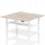 Air Back-to-Back 1600 x 800mm Height Adjustable 2 Person Bench Desk Grey Oak Top with Scalloped Edge White Frame HA02308