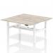 Air Back-to-Back 1600 x 800mm Height Adjustable 2 Person Bench Desk Grey Oak Top with Scalloped Edge White Frame HA02308