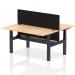 Air Back-to-Back 1600 x 800mm Height Adjustable 2 Person Office Bench Desk Maple Top with Cable Ports Black Frame with Black Straight Screen HA02311