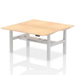 Air Back-to-Back 1600 x 800mm Height Adjustable 2 Person Bench Desk Maple Top with Cable Ports Silver Frame HA02312