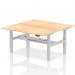 Air Back-to-Back 1600 x 800mm Height Adjustable 2 Person Office Bench Desk Maple Top with Cable Ports Silver Frame HA02312