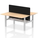 Air Back-to-Back 1600 x 800mm Height Adjustable 2 Person Bench Desk Maple Top with Cable Ports Silver Frame with Black Straight Screen HA02313