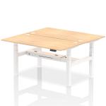 Air Back-to-Back 1600 x 800mm Height Adjustable 2 Person Bench Desk Maple Top with Cable Ports White Frame HA02314