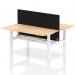 Air Back-to-Back 1600 x 800mm Height Adjustable 2 Person Office Bench Desk Maple Top with Cable Ports White Frame with Black Straight Screen HA02315