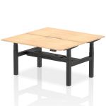 Air Back-to-Back 1600 x 800mm Height Adjustable 2 Person Bench Desk Maple Top with Scalloped Edge Black Frame HA02316