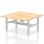 Air Back-to-Back 1600 x 800mm Height Adjustable 2 Person Bench Desk Maple Top with Scalloped Edge Silver Frame HA02318