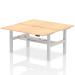 Air Back-to-Back 1600 x 800mm Height Adjustable 2 Person Bench Desk Maple Top with Scalloped Edge Silver Frame HA02318