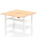 Air Back-to-Back 1600 x 800mm Height Adjustable 2 Person Bench Desk Maple Top with Scalloped Edge White Frame HA02320