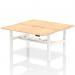 Air Back-to-Back 1600 x 800mm Height Adjustable 2 Person Office Bench Desk Maple Top with Scalloped Edge White Frame HA02320