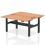 Air Back-to-Back 1600 x 800mm Height Adjustable 2 Person Bench Desk Oak Top with Cable Ports Black Frame HA02322